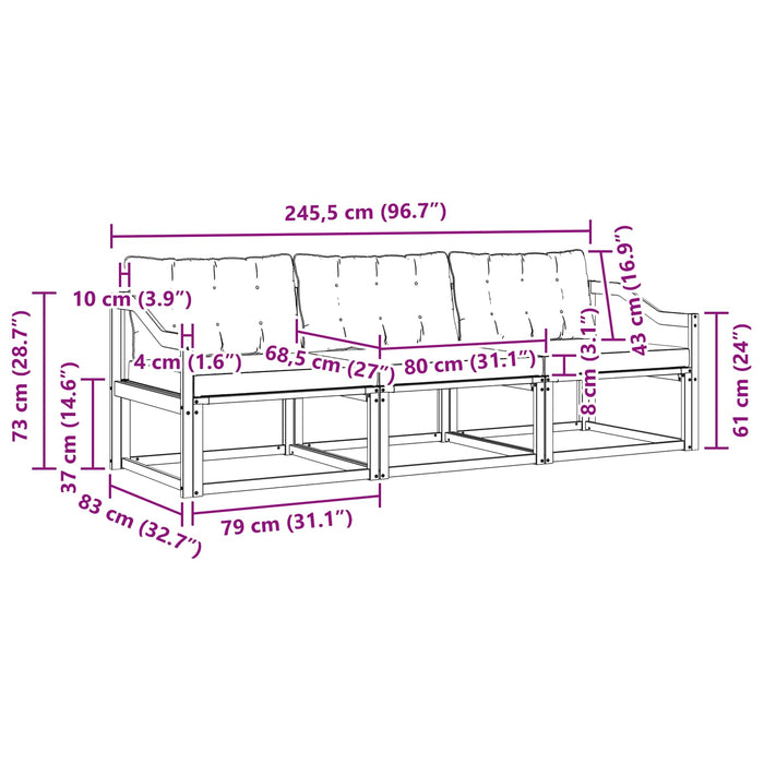 Set de canapele de exterior cu pernă 3 pcs Alb și Bej WALTI