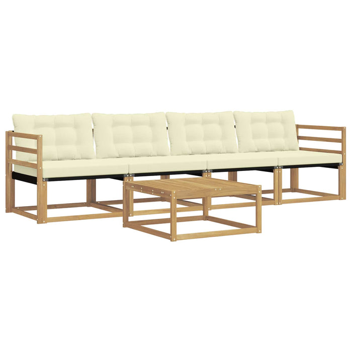 Set de canapele de exterior 5 pcs Alb și crem 79 x 79 x 37 cm WALTI