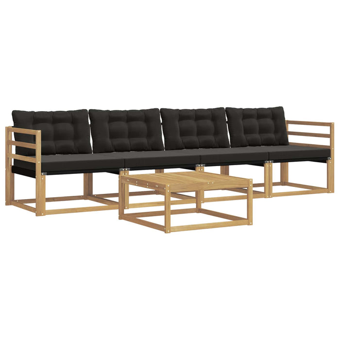Set de canapele de exterior 5 pcs Alb și negru 79 x 79 x 37 cm WALTI