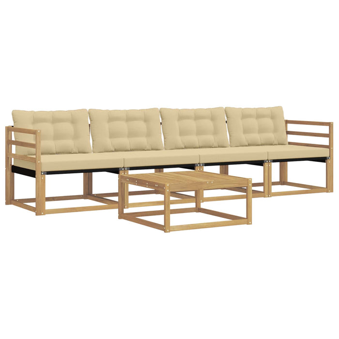 Set de canapele de exterior 5 pcs Alb și Bej 79 x 79 x 37 cm WALTI