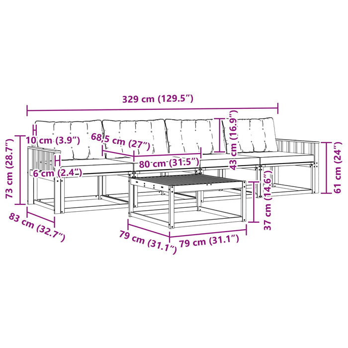Set de canapele de exterior 5 pcs Alb și Bej 79 x 79 x 37 cm WALTI