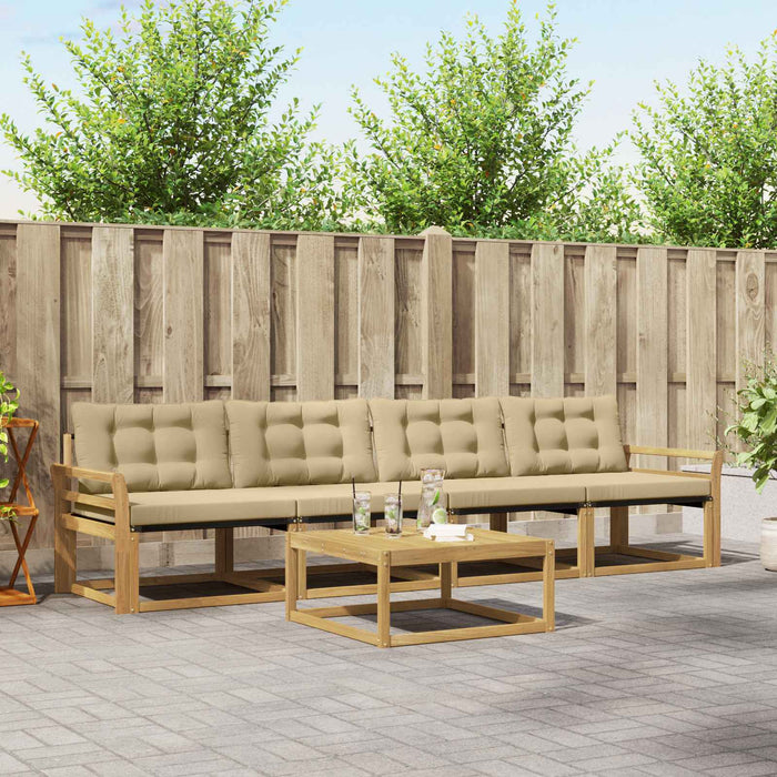 Set de canapele de exterior 5 pcs Alb și Bej 79 x 79 x 37 cm WALTI