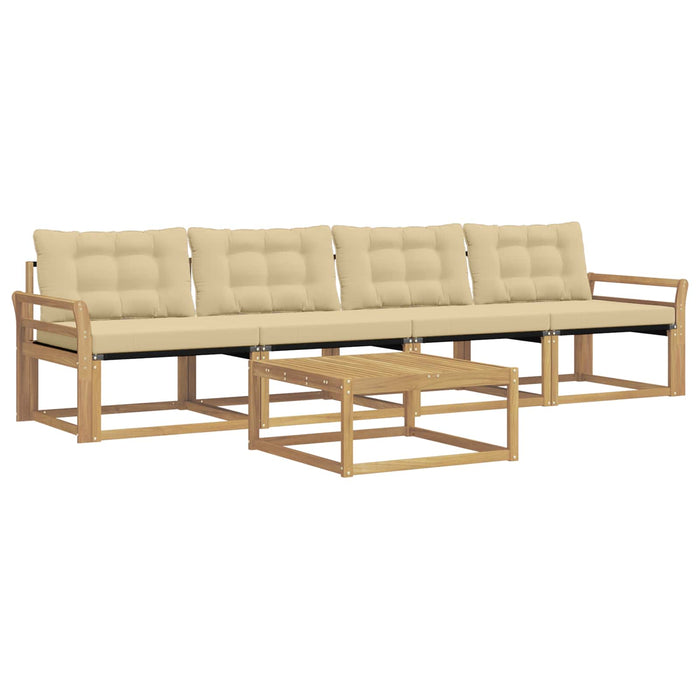 Set de canapele de exterior 5 pcs Alb și Bej 79 x 79 x 37 cm WALTI