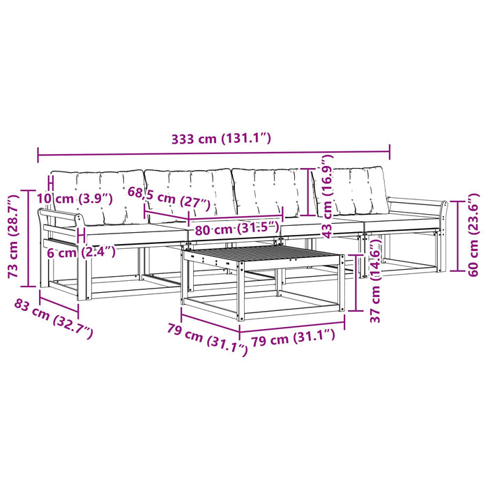 Set de canapele de exterior 5 pcs Alb și Bej 79 x 79 x 37 cm WALTI