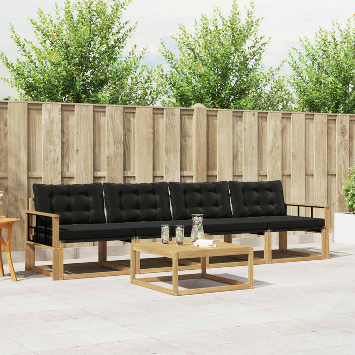Set de canapele de exterior 5 pcs Alb și negru 79 x 79 x 37 cm WALTI