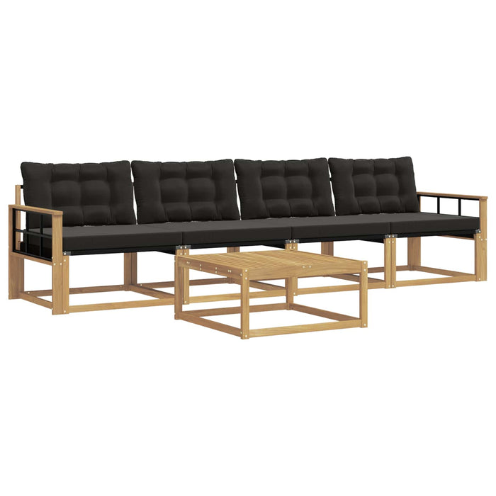 Set de canapele de exterior 5 pcs Alb și negru 79 x 79 x 37 cm WALTI