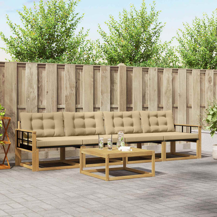 Set de canapele de exterior 5 pcs Alb și Bej 79 x 79 x 37 cm WALTI
