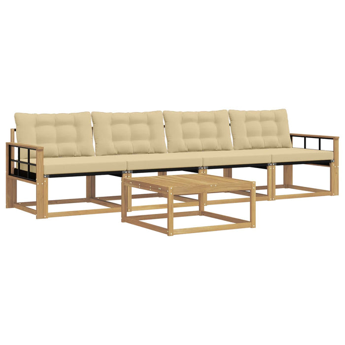 Set de canapele de exterior 5 pcs Alb și Bej 79 x 79 x 37 cm WALTI