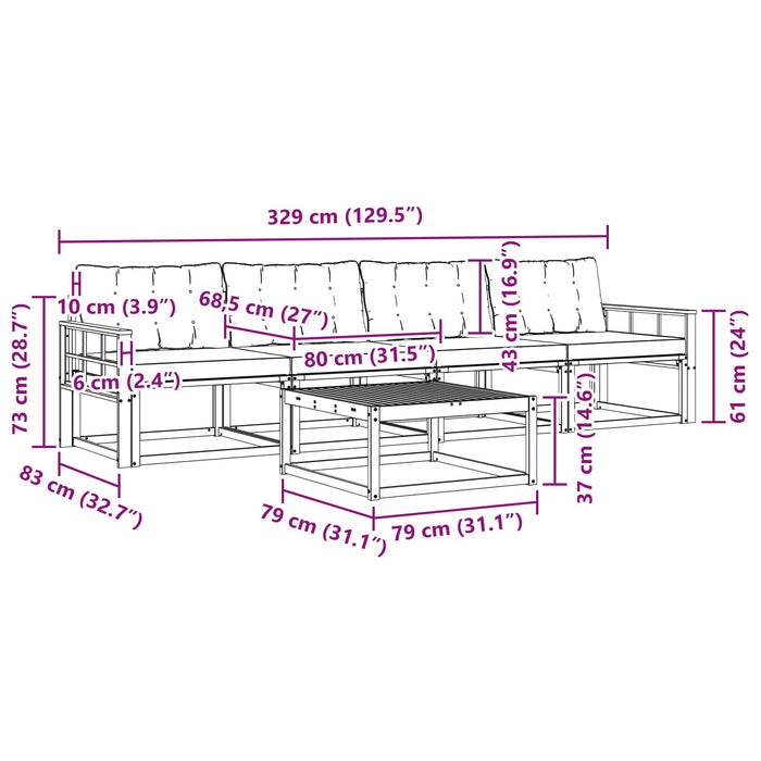 Set de canapele de exterior 5 pcs Alb și Bej 79 x 79 x 37 cm WALTI
