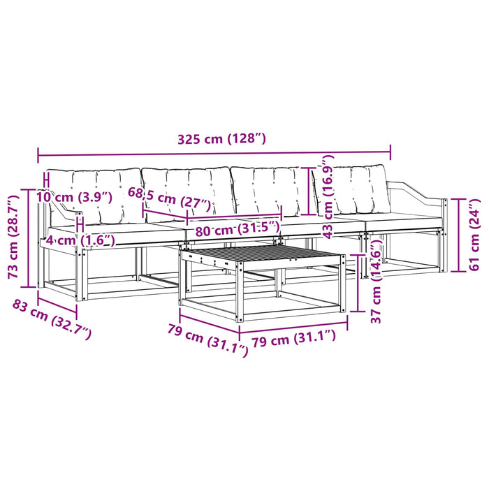 Set de canapele de exterior 5 pcs Alb și gri deschis WALTI
