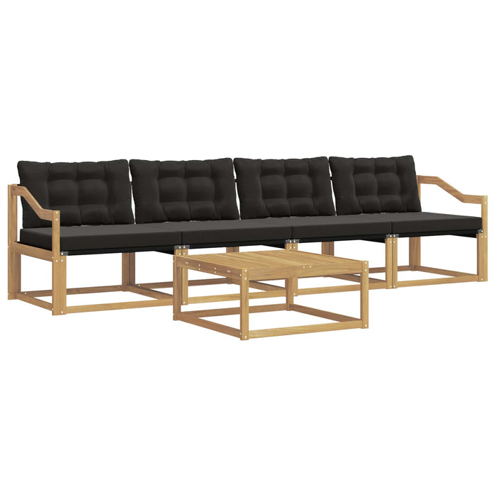 Set de canapele de exterior 5 pcs Alb și negru 79 x 79 x 37 cm WALTI