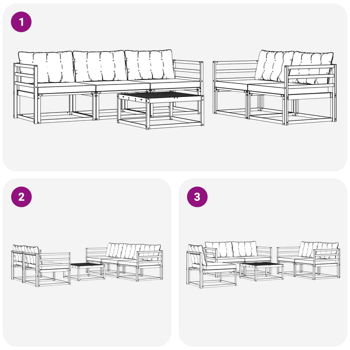 Set de canapele de exterior 6 pcs Alb și negru 79 x 79 x 37 cm WALTI