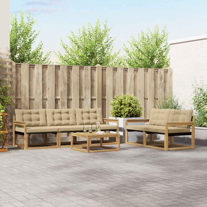 Set de canapele de exterior 6 pcs Alb și Bej 79 x 79 x 37 cm WALTI