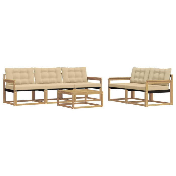Set de canapele de exterior 6 pcs Alb și Bej 79 x 79 x 37 cm WALTI