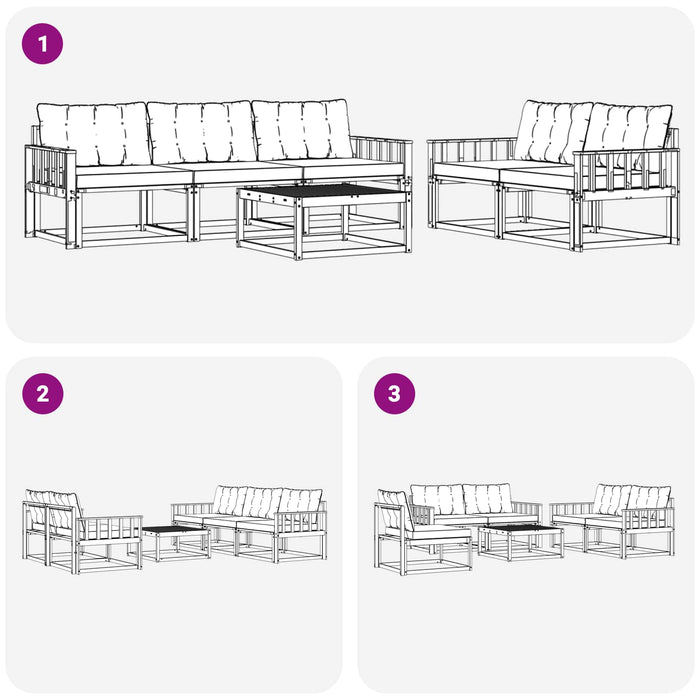 Set de canapele de exterior 6 pcs Alb și gri deschis WALTI