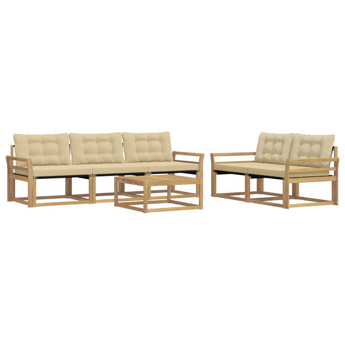 Set de canapele de exterior 6 pcs Alb și Bej 79 x 79 x 37 cm WALTI