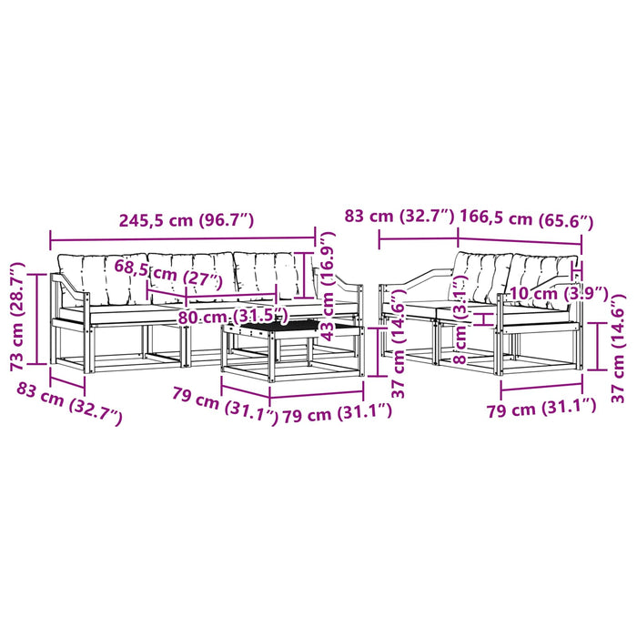 Set de canapele de exterior 6 pcs Alb și Bej 79 x 79 x 37 cm WALTI