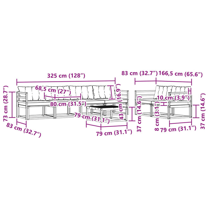Set de canapele de exterior 7 pcs Alb și crem 79 x 79 x 37 cm WALTI