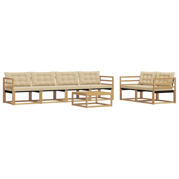 Set de canapele de exterior 7 pcs Alb și Bej 79 x 79 x 37 cm WALTI