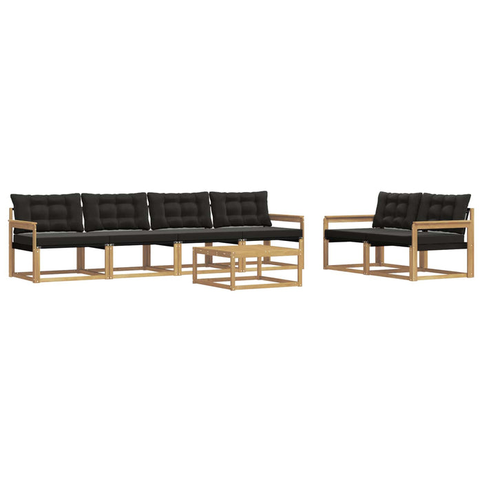 Set de canapele de exterior 7 pcs Alb și negru 79 x 79 x 37 cm WALTI