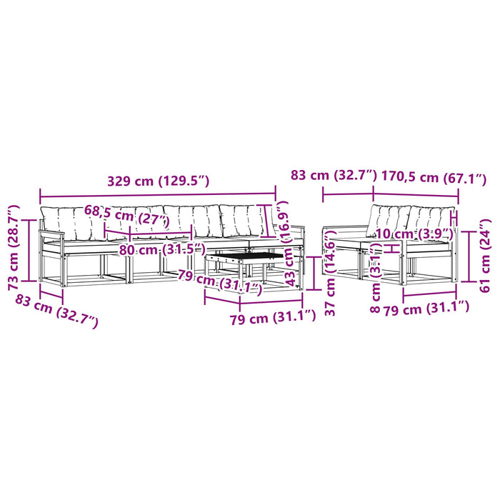 Set de canapele de exterior 7 pcs Alb și Bej 79 x 79 x 37 cm WALTI