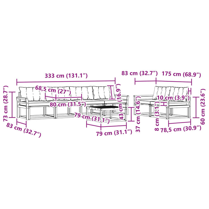 Set de canapele de exterior 7 pcs Alb și crem 79 x 79 x 37 cm WALTI