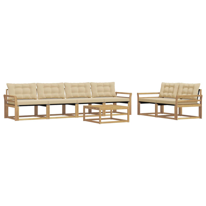 Set de canapele de exterior 7 pcs Alb și Bej WALTI