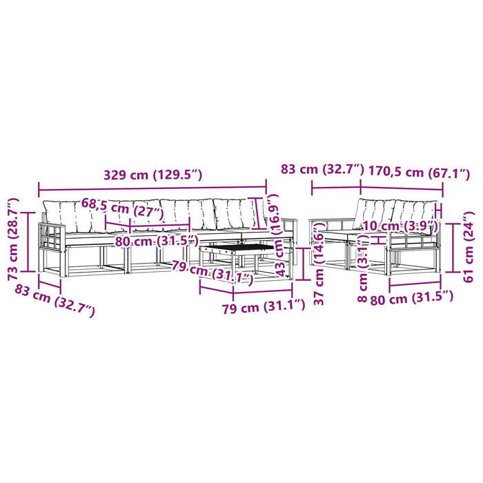 Set de canapele de exterior 7 pcs Alb și gri deschis WALTI