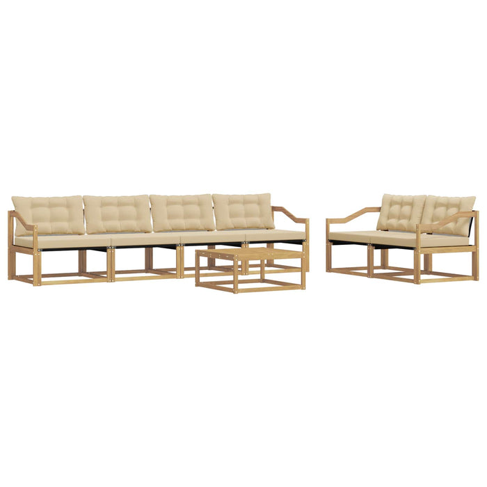 Set de canapele de exterior 7 pcs Alb și Bej 79 x 79 x 37 cm WALTI