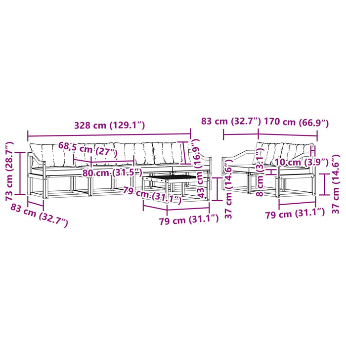 Set de canapele de exterior 7 pcs Alb și Bej 79 x 79 x 37 cm WALTI