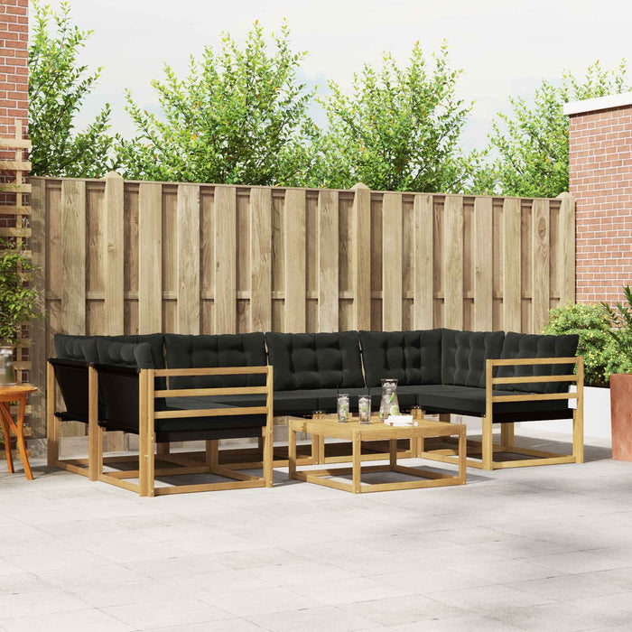 Set de canapele de exterior 7 pcs Alb și negru 79 x 79 x 37 cm WALTI