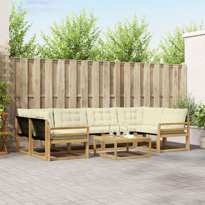 Set de canapele de exterior 7 pcs Alb și crem 79 x 79 x 37 cm WALTI