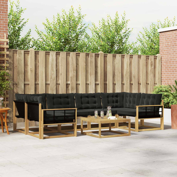 Set de canapele de exterior 7 pcs Alb și negru 79 x 79 x 37 cm WALTI
