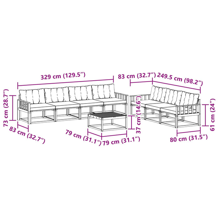 Set de canapele de exterior 8 pcs Alb și crem WALTI