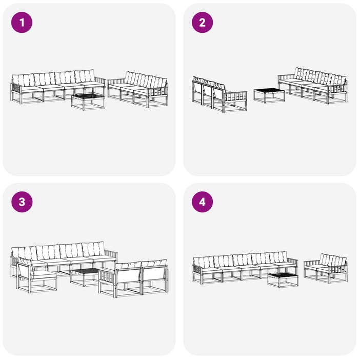 Set de canapele de exterior 8 pcs Alb și negru WALTI