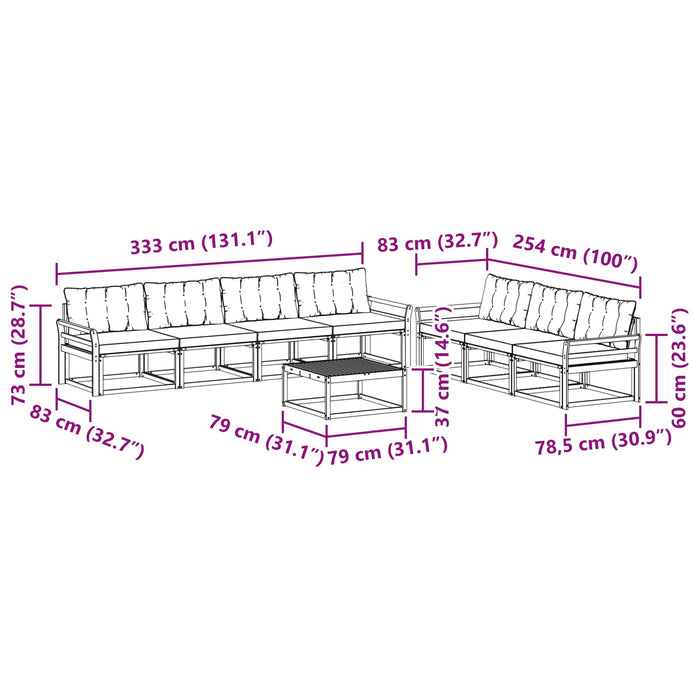 Set de canapele de exterior 8 pcs Alb și negru WALTI