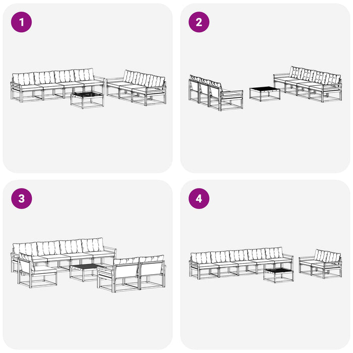 Set de canapele de exterior 8 pcs Alb și negru WALTI