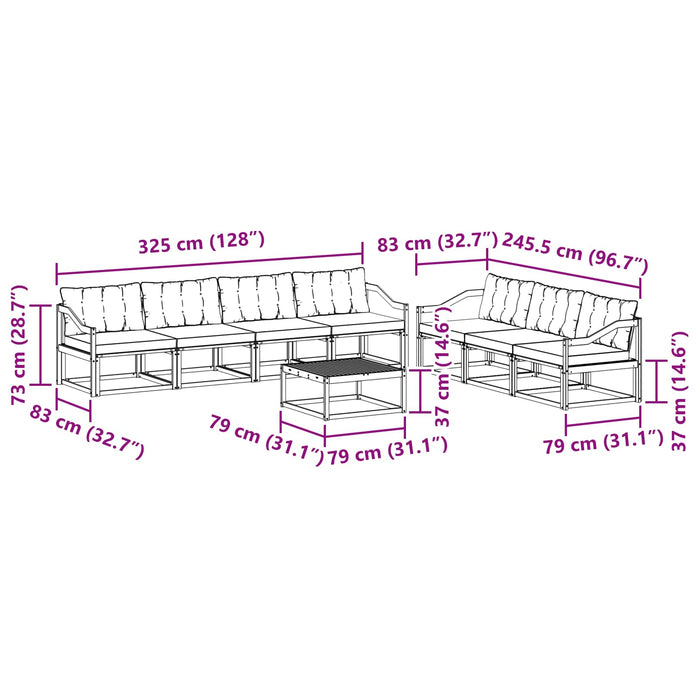 Set de canapele de exterior 8 pcs Alb și negru WALTI