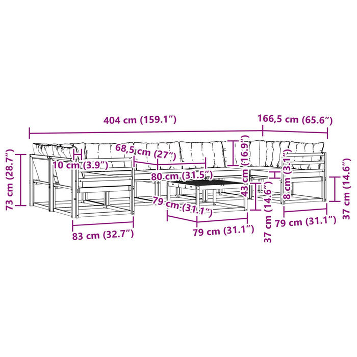 Set de canapele de exterior 8 pcs Alb și gri deschis WALTI