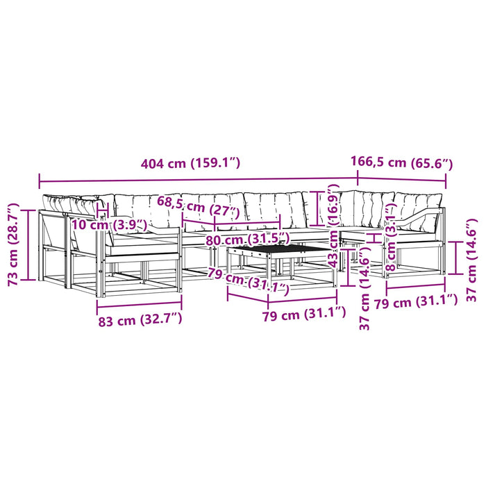 Set de canapele de exterior 8 pcs Alb și Bej 79 x 79 x 37 cm WALTI