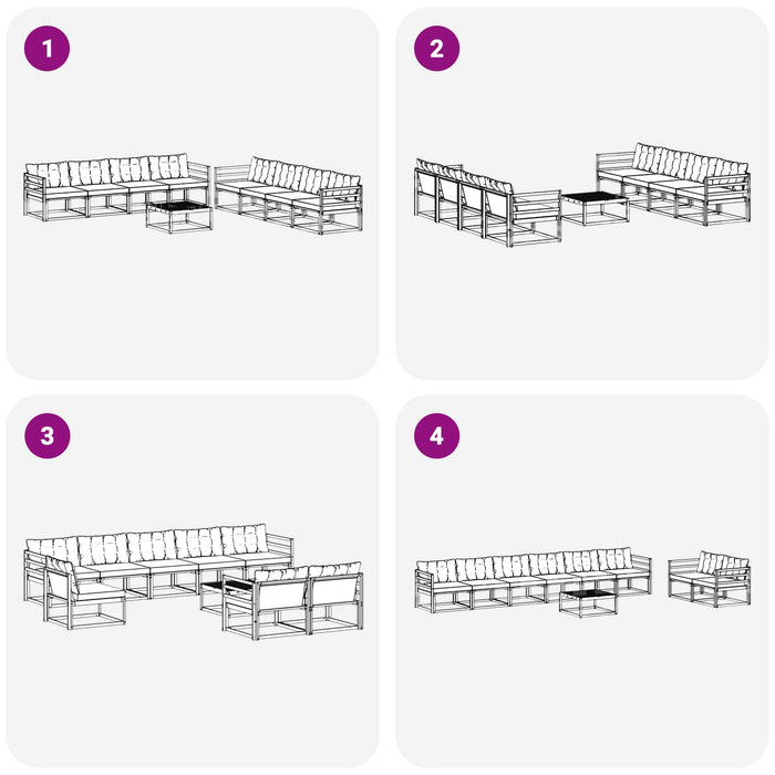 Set de canapele de exterior 9 pcs Alb și gri deschis WALTI
