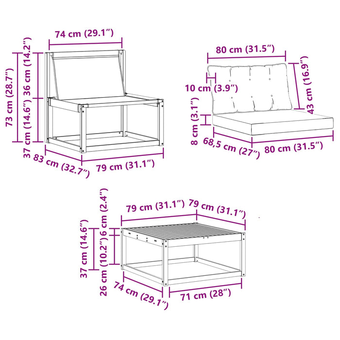 Set de canapele de exterior 9 pcs Alb și crem 79 x 79 x 37 cm WALTI