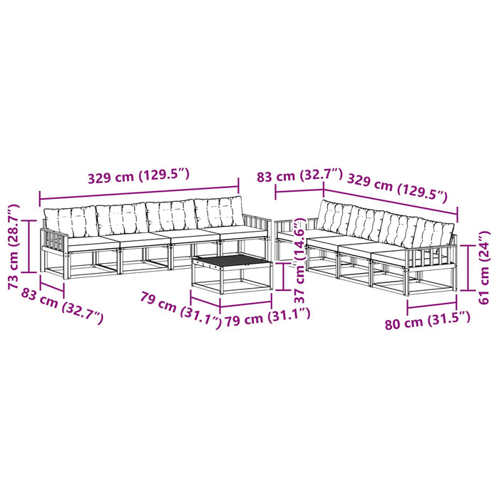 Set de canapele de exterior 9 pcs Alb și Bej 79 x 79 x 37 cm WALTI