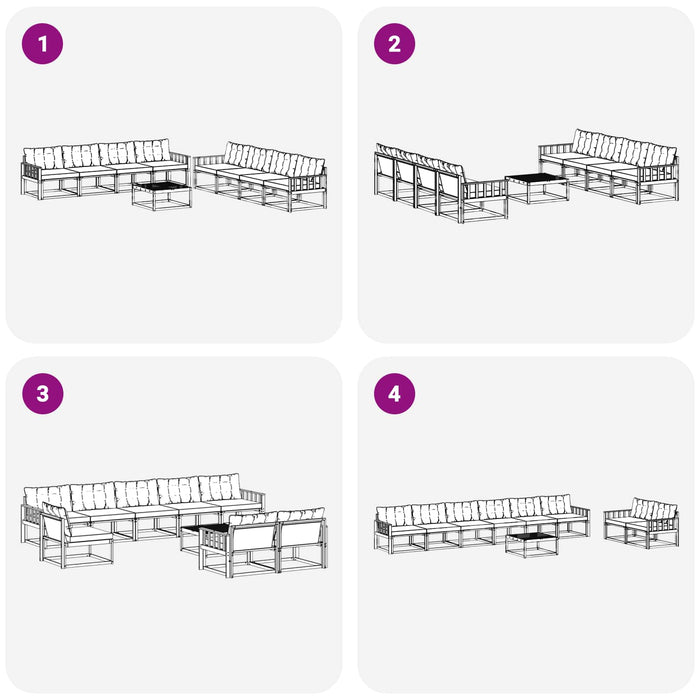 Set de canapele de exterior 9 pcs Alb și Bej 79 x 79 x 37 cm WALTI