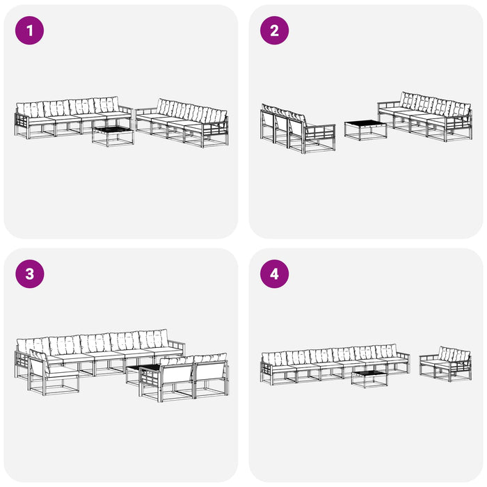 Set de canapele de exterior 9 pcs Alb și negru 79 x 79 x 37 cm WALTI