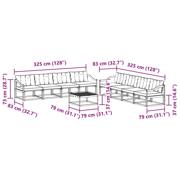 Set de canapele de exterior 9 pcs Alb și Bej 79 x 79 x 37 cm WALTI