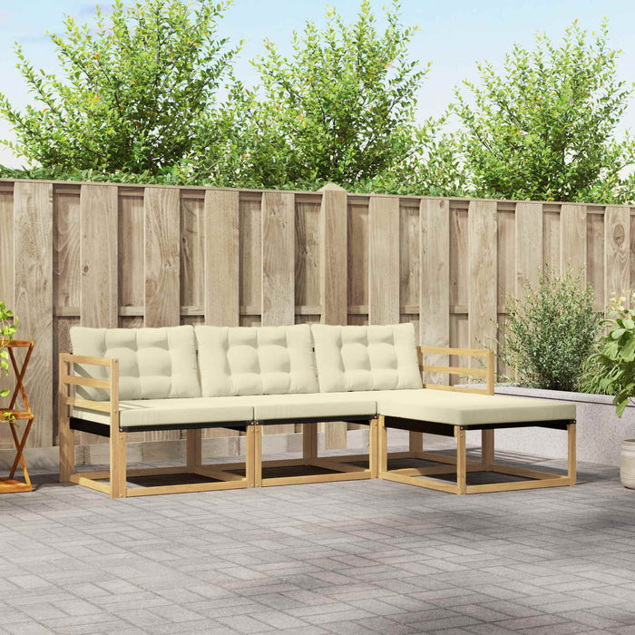Set de canapele de exterior cu pernă 4 pcs Alb și crem WALTI