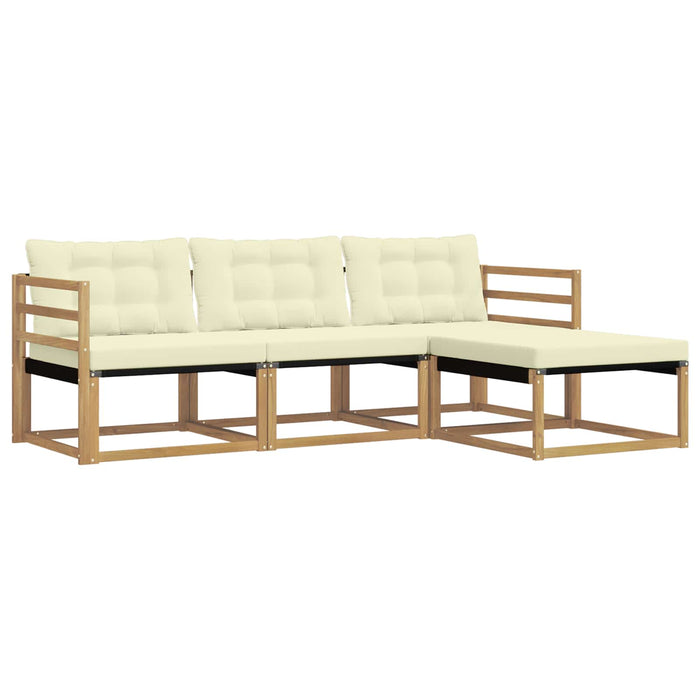 Set de canapele de exterior cu pernă 4 pcs Alb și crem WALTI
