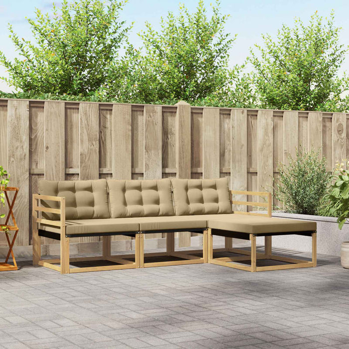 Set de canapele de exterior cu pernă 4 pcs Alb și Bej WALTI