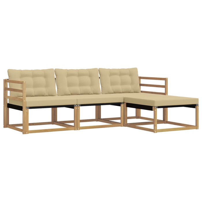 Set de canapele de exterior cu pernă 4 pcs Alb și Bej WALTI